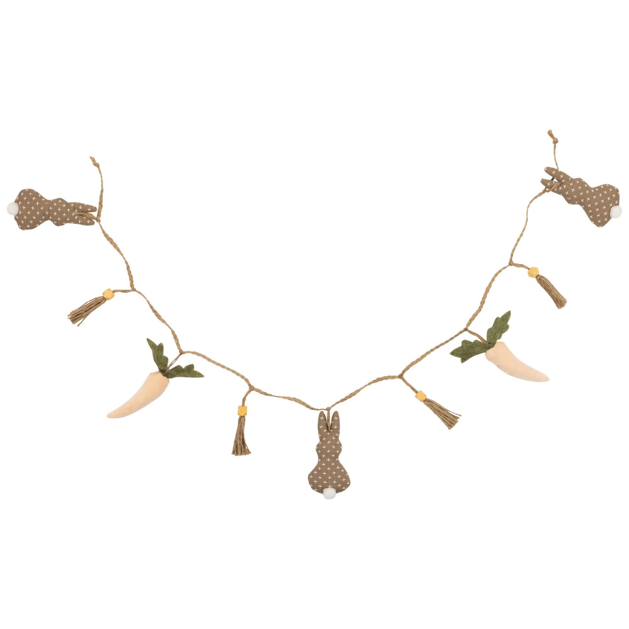4ft. Beige & White Carrot & Plush Easter Bunny Garland